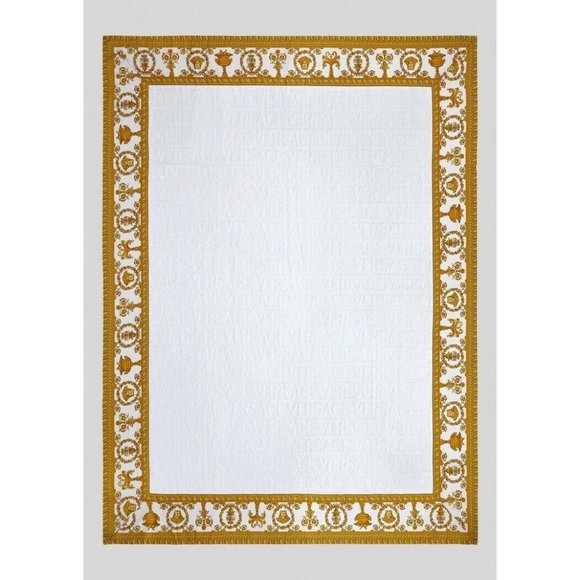NEW Versace Baroque Jacquard White Gold Medusa Bath/Beach Towel 76.77" x 57.09" - Picture 1 of 5